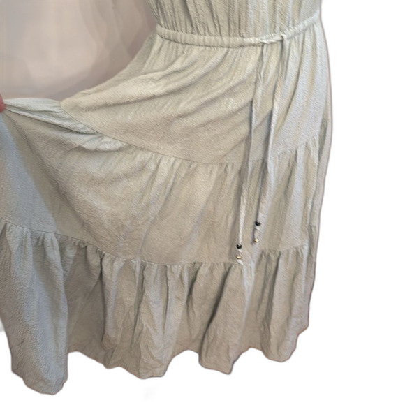 Calvin Klein Gauzy Tiered Midi Dress Sage Green Size 4 - Picture 4 of 10
